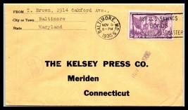 1935 US Cover - Baltimore (5), Maryland to Meriden, Connecticut J12 - $2.96