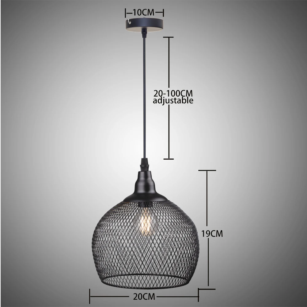  Pendant Light Black Net  Vintage Style  Wire  Chandelier Hanging lighting Indus - £128.81 GBP