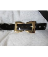 &quot;&quot;BLACK, SHINY FAUX LEATHER, LARGE BUCKLE&quot;&quot; - BELT - NEW- HOT IN HOLLYWO... - £7.77 GBP