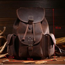 Top Quality Crazy Horse Cowhide First Layer Knapsack Male Computer Bag School Ba - £130.85 GBP