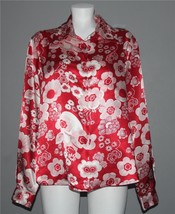 New York City Design Large Varied Striped Flowers L/S Button Blouse Wm&#39;s... - $21.99