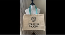 fortnum and mason tote bag shopping Jute Blue large uk london british Tea - $28.05