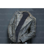 New Handmade Woman&#39;s Silver Studded Punk Rock-star Cowhide Leather Jacke... - $439.99