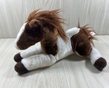 Aurora Flopsie Tola 12&quot; plush brown white horse pony stuffed animal lyin... - $9.89