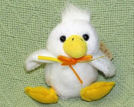 Dan Dee Mini Plush Duck 4&quot; Stuffed Animal White Yellow With Ribbon Small Toy - £8.61 GBP