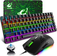 Wired Gaming Keyboard And Mouse Rainbow Backlit Mechanical Keyboard Blue, Black - £30.09 GBP