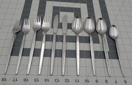 Japan Stainless Steel Unbranded Flatware Lot of 10 Forks Spoons Knives MCM - £15.79 GBP
