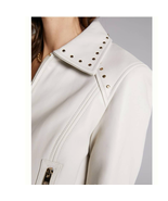 New Anthropologie Lamarque Gali Studded Leather Jacket $675 SMALL Bone/Sand - £211.68 GBP