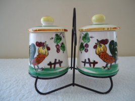 Vintage Royal Sealy Rooster Themed Sugar Bowl Set With Stand &quot; GREAT COL... - £26.43 GBP