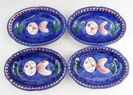 Vietri Campagna Fish Pesce Pottery Blue Red Dots Relish Bowls Bowl Dish ... - $99.99