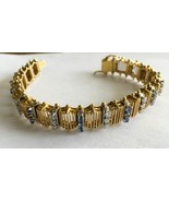 Antique 925 Silver Gold Plated Bracelet &amp; Simulated Diamonds &amp; Sapphires... - €212,16 EUR