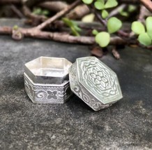 2 Pc X 925 Silver Handmade Trinket Kajal Casket Jewelry Box Hexagon 2 cm... - $44.09
