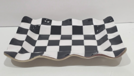 Checkered Mckenzie Style Decorative Plate Black &amp; White Accent Tray Home... - $29.99