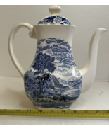 Vintage Royal Warwick Lochs of Scotland Blue White Tall Teapot Loch Lomond - €72,38 EUR