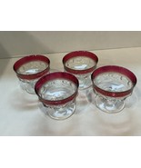 VIntage Tiffin Franciscan KINGS CROWN Ruby Cranberry Sherbet Champagne Set 4 - $65.85 CAD