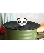 Set Of 4 Black Giant Panda Reusable Silicone Coffee Tea Cup Cover Lids A... - £11.87 GBP