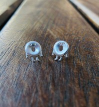 925 Sterling Silver Donut Earrings, Tiny Screaming and Shocked Donut Studs, Joyf - £14.97 GBP