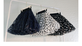 Women Polka Dot Tulle Skirt A-line Puffy Knee Length Tulle Midi Skirt Outfit image 6