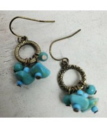 Vintage Native Tribal Turquoise Handmade Dangle Drop Earrings 1.25&quot; Hook - $16.83