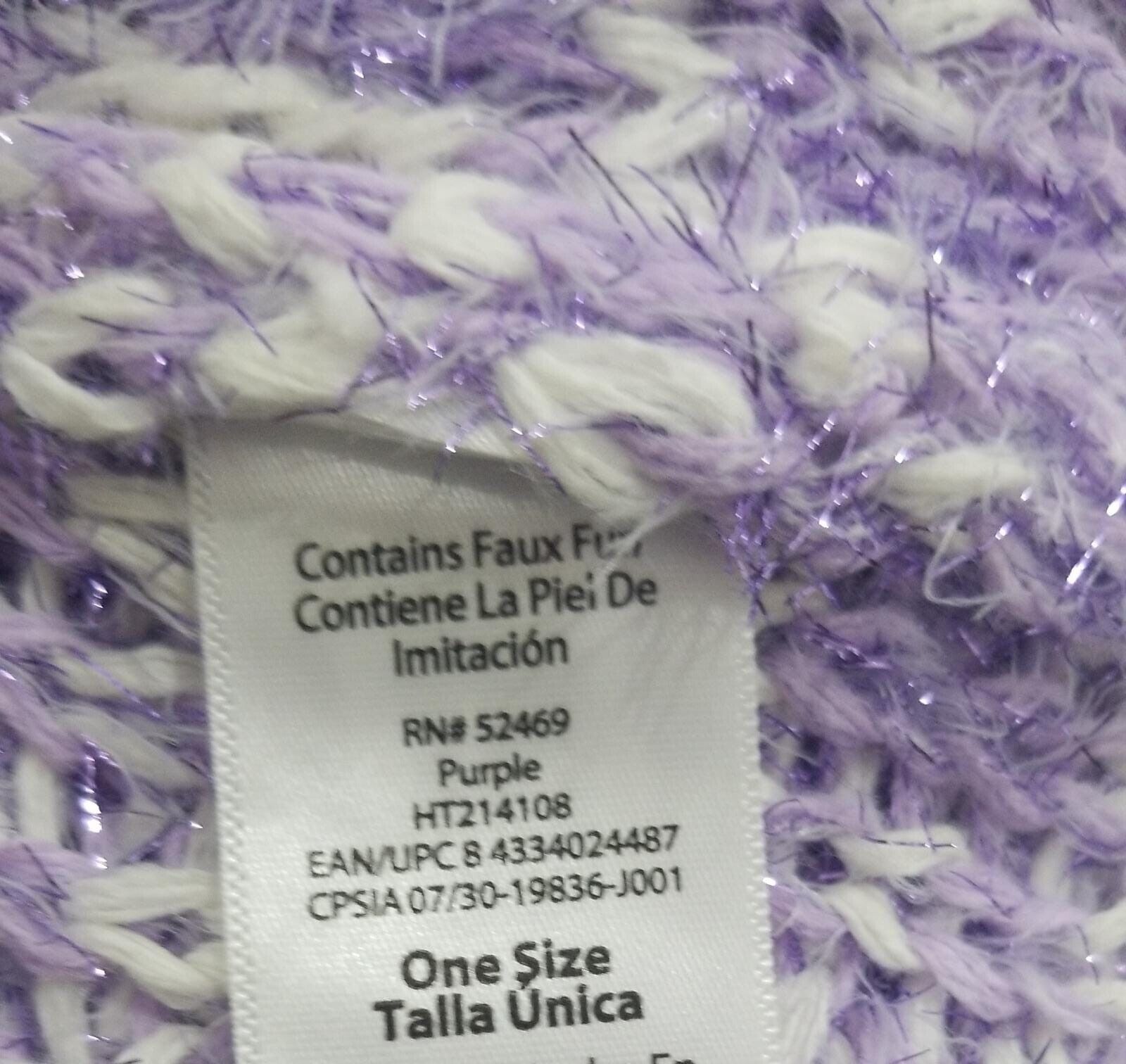 Holiday Time Girl's Tinsel Snowflake Hat and Gloves 2-Piece Set, Purple One Size Item image 4