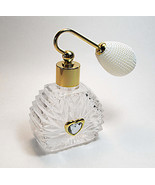 Perfume Crystal Bottle With White Crystal Heart Decor And White Bulb Spr... - $39.95