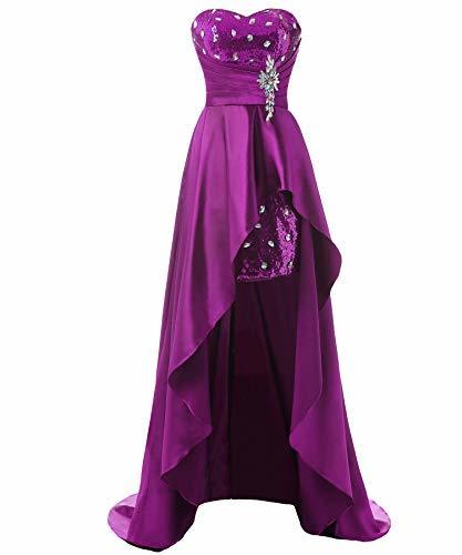 Kivary Sweetheart High Low Sequins Prom Homecoming Dress Formal Party Gown Purpl