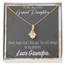 To My Granddaughter Grandpa&#39;s Princess Alluring Ribbon Necklace Message Card - £53.28 GBP+