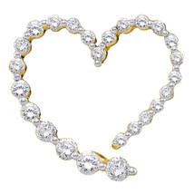 14k Yellow Gold Round Diamond Graduated Heart Journey Fashion Pendant 1/... - $439.00