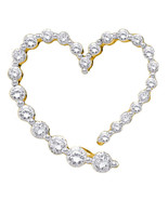 14k Yellow Gold Round Diamond Graduated Heart Journey Fashion Pendant 1/... - £347.18 GBP