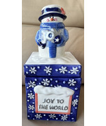 Christmas Snowman Joy To The World Raised Snowflakes Ceramic Trinket Tre... - £9.38 GBP