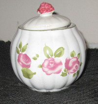 Gibson Stoneware Roseland Sugar Bowl Pink Roses with Lid - £10.00 GBP