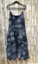 Desmond &amp; Dempsey X H&amp;M Women XXL Navy Blue Tropical Maxi Dress Palms B57 - £26.83 GBP