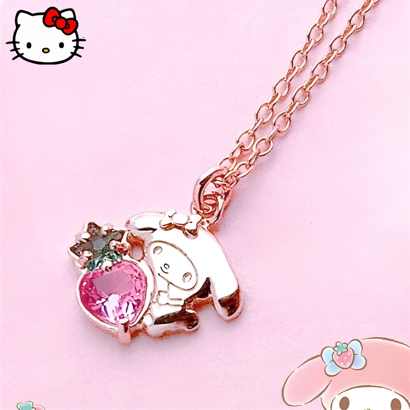 Kawaii Sanrio MyMelody Necklace Cartoon Rose Gold Plated Clavicle Chain Jewelry - £9.95 GBP