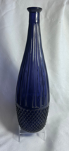 MCM Glass Genie Bottle Empoli Blue Hobnail Diamond Pattern Tall Decanter Italy - £78.97 GBP