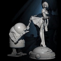 1/24 75mm Resin Model Kit Asian Beautiful Girl and Robot Unpainted - £27.50 GBP