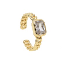 resizable women ring 2021 New arrived cuban link chain band open single stone bi - £13.05 GBP