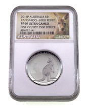 2016P Australie S $1 Kangourou - Haut Relief NGCPF69 Ultra Camée Un&#39;Premier 2500 - £74.66 GBP