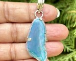 925 Sterling Silver Plated, Bottle Green Druzy Geode Agate Stone Pendant, 6 - $12.73