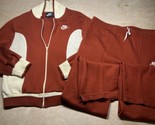Nike Mens sz L Vintage 2 Piece Track Suit Knit Red and White Early 80s Rare - £155.37 GBP