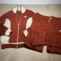 Nike Mens sz L Vintage 2 Piece Track Suit Knit Red and White Early 80s Rare - £155.75 GBP