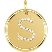 Precious Stars Unisex 14K Yellow Gold 1/10CTW White Diamond Initial S Pendant - £640.32 GBP