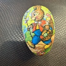 Vintage Easter Egg West Germany Paper Mache Container Decoupage Bunny Ra... - $24.95