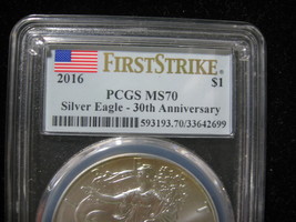 2016 SILVER AMERICAN EAGLE PCGS GRADED MS 70 SUPER NICE! 30TH ANNIVERSARY - $59.99
