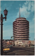 Los Angeles California Hollywood Capitol Records Tower Street View Postcard - £3.82 GBP