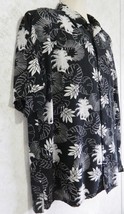 Hawaiian Shirt Joseph &amp; Feiss Men&#39;s Size XL 100% Silk Black Palm Leaves - £15.06 GBP