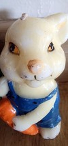 Vintage Rabbit Easter Bunny Candle &amp; Carrot In Overalls Wax 1980&#39;s So Cute - £9.34 GBP