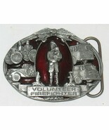 Vtg 92 Bergamot Volunteer Firefighter Red Enamel on Silvertone Metal Bel... - $25.75 CAD
