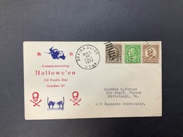 1937 Halloween Cachet Letter Cover Posted Devil&#39;s Slide, Utah US Stamps ... - $27.57