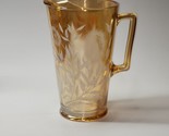 Vintage JEANNETTE Iridescent Carnival Glass COSMOS Pattern Pitcher With ... - $28.59