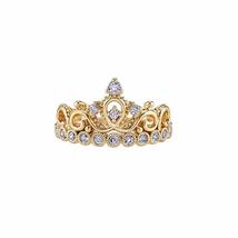 SwaraEcom 14K Yellow Gold Plated Round Brilliant Shape Cubic Zirconia Crown Prom - £57.68 GBP